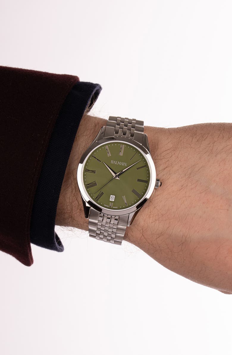 Balmain Classic R Khaki Bracelet Watch, 41mm, Alternate, color, Stainless Steel