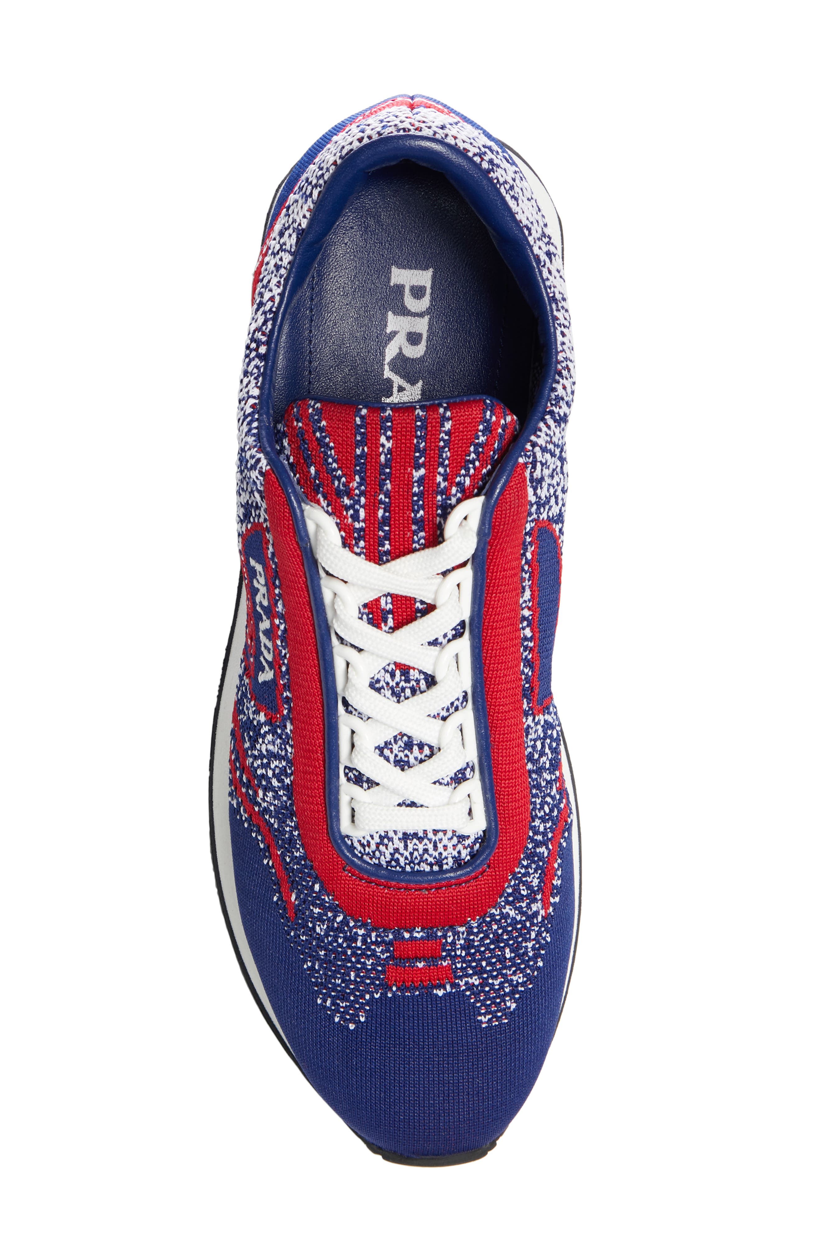 Prada Logo Knit Sneaker, Alternate, color, 