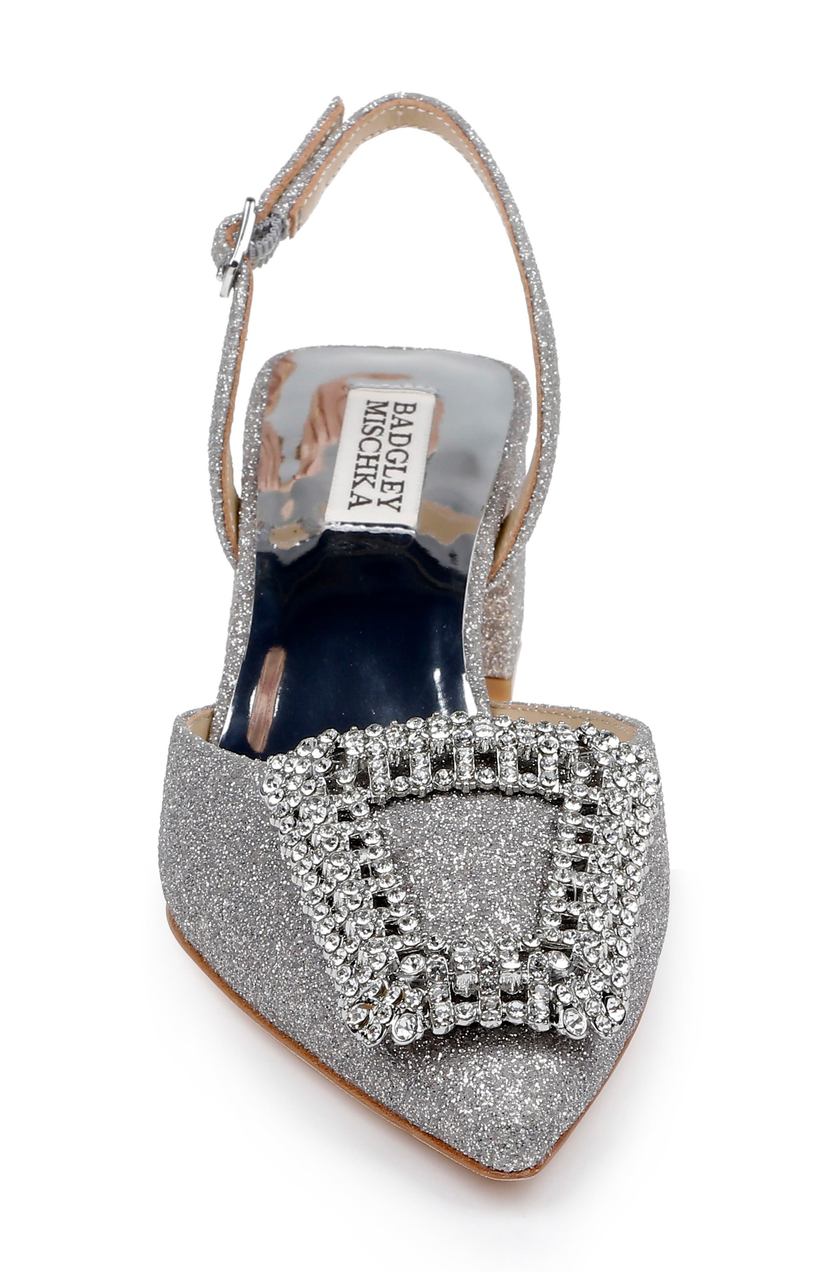Badgley Mischka Collection Emmie Slingback Pointed Toe Pump, Alternate, color, Silver Antique