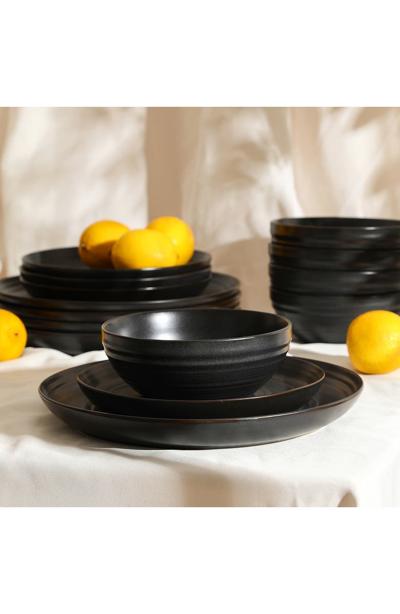 Stone Lain Elio Stoneware 24-Piece Dinnerware Set, Alternate, color, Black