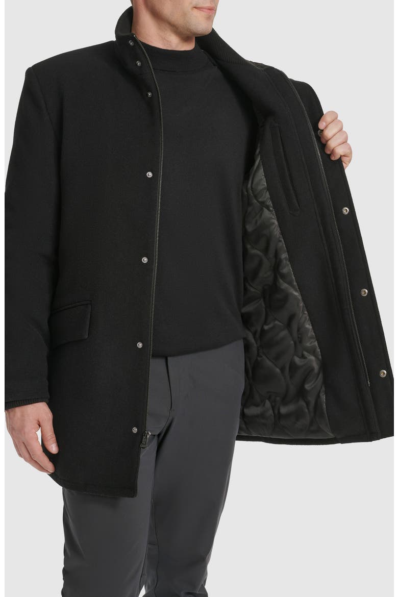 Stand Collar Wool Blend Car Coat, Alternate, color, BLACK