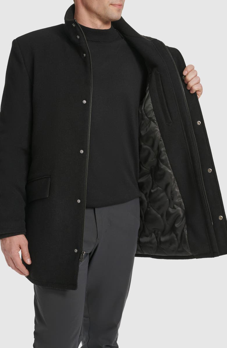 Cole Haan Signature Stand Collar Wool Blend Car Coat, Alternate, color, Black