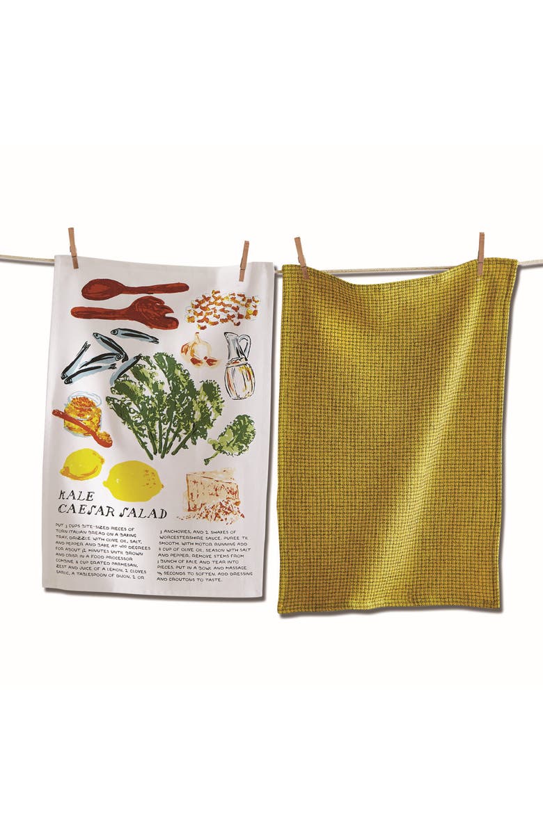 tag Kale Caesar Salad Dishtowel Set of 2 Multicolor Cotton Towels, Main, color, Multicolored
