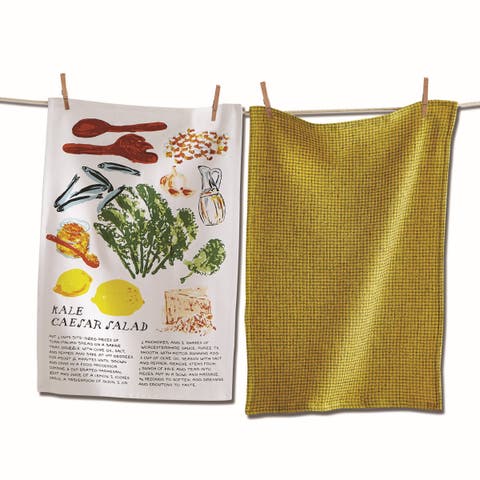 Kale Caesar Salad Dishtowel Set of 2 Multicolor Cotton Towels