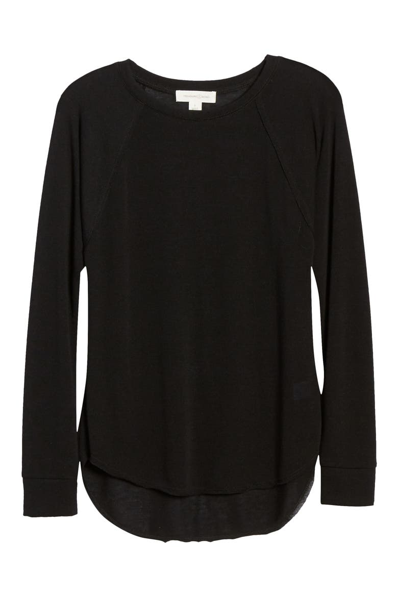 Curved Hem Tee, Alternate, color, BLACK