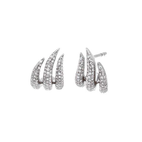 Diamond Pave Fancy Claw Stud Earring 14K