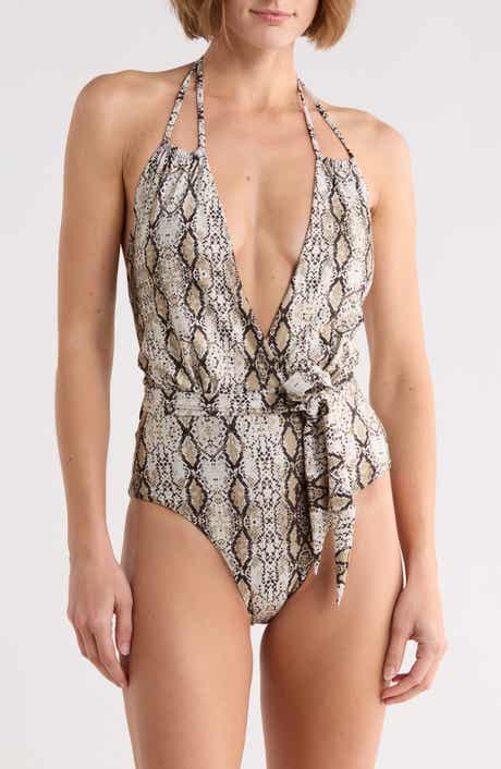 Cosita Linda Halter Neck Plunge One-Piece Swimsuit