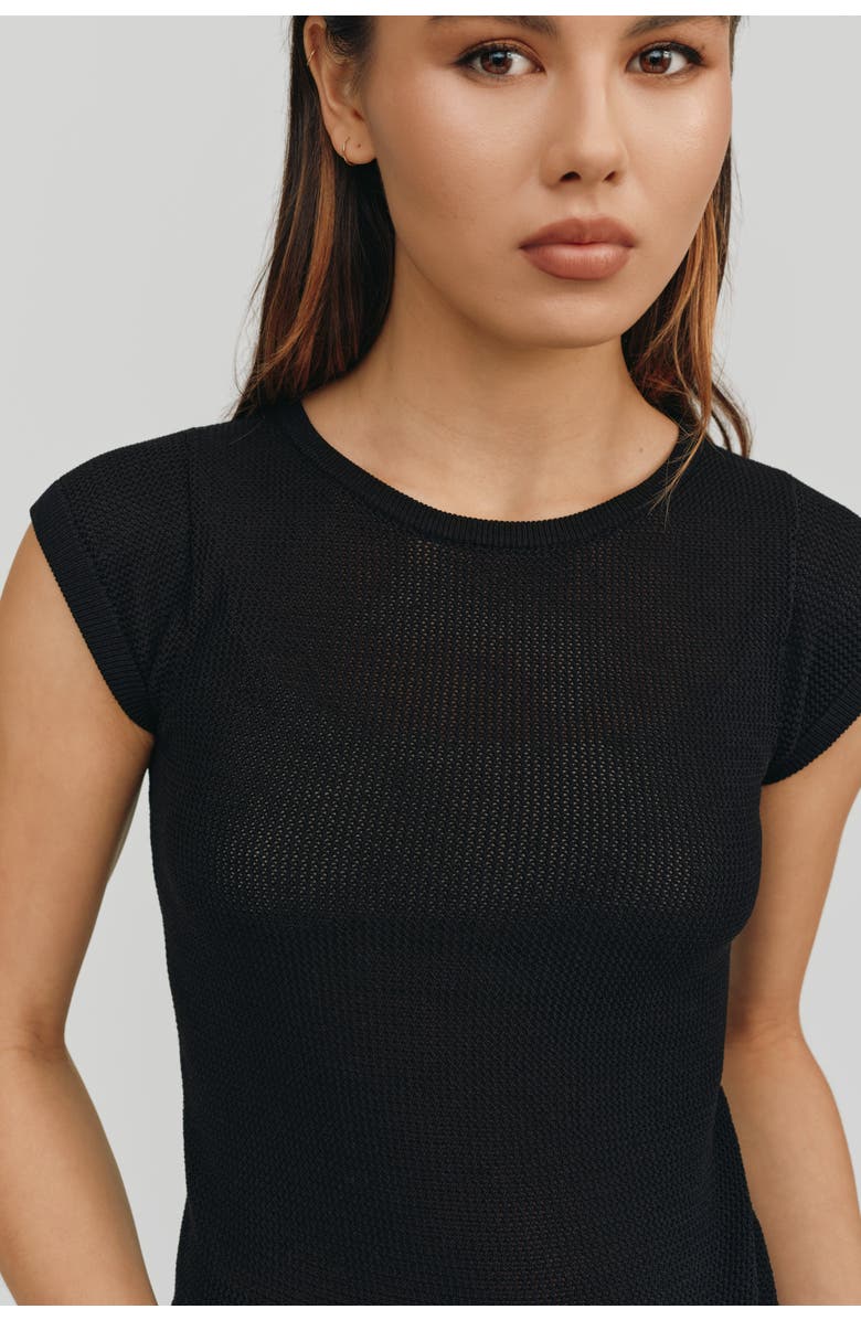 Kathryn McCarron Ella Mesh Tee, Alternate, color, Black