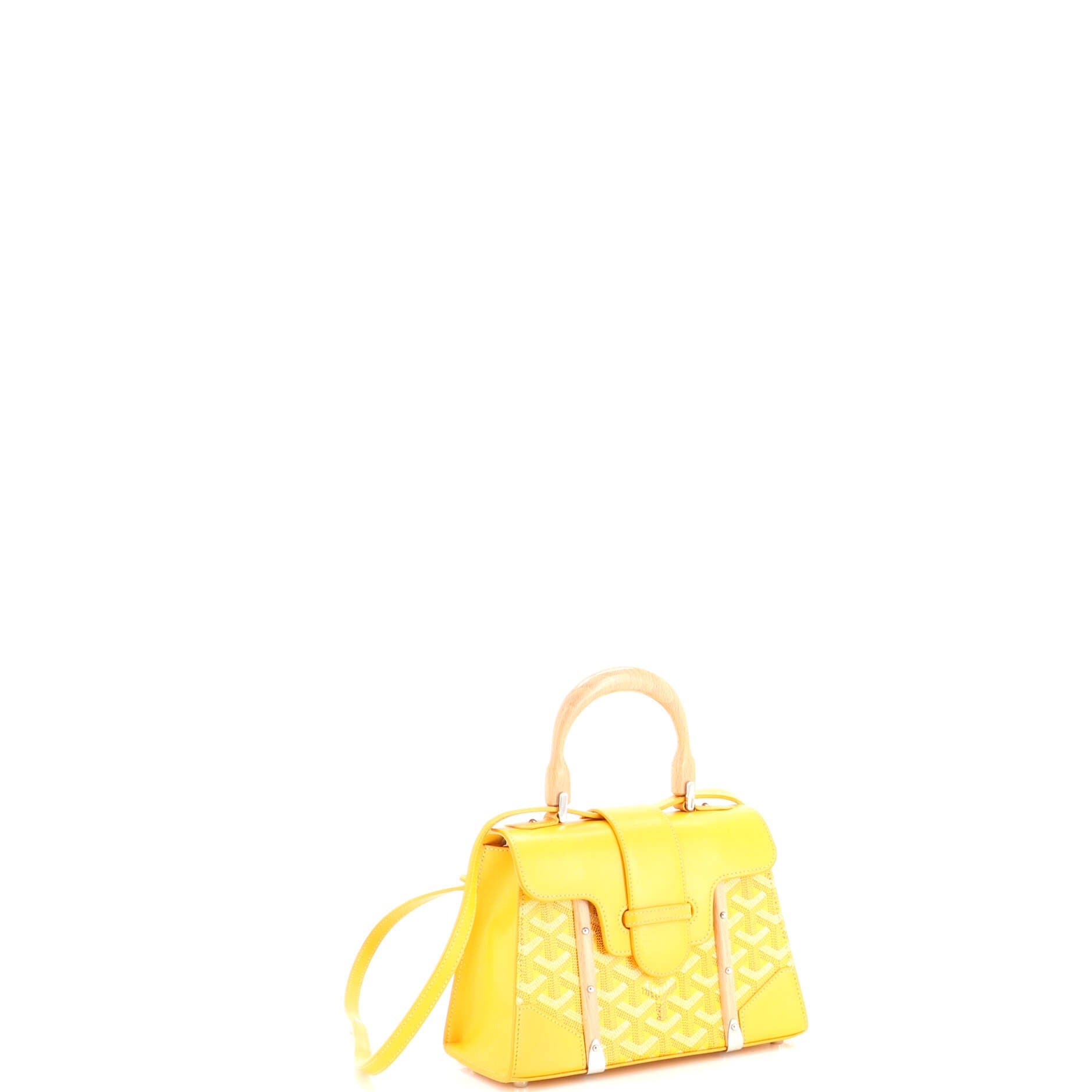 Structured Saigon Top Handle Bag Coated Canvas with Leather Mini, Alternate, color, Yellow