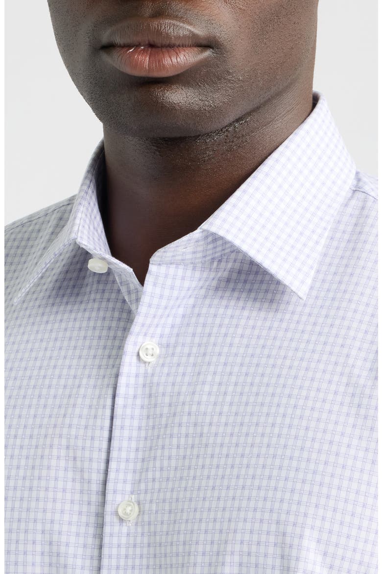 Traditional Fit Check Premium Non-Iron Cotton Dress Shirt, Alternate, color, PURPLE GEOVANNI CHECK