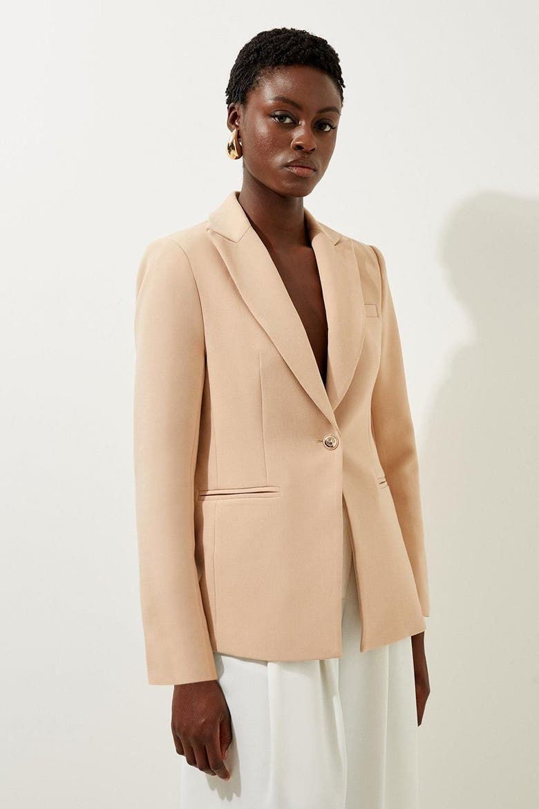 Tailored Single Breasted Blazer, Main, color, Camel