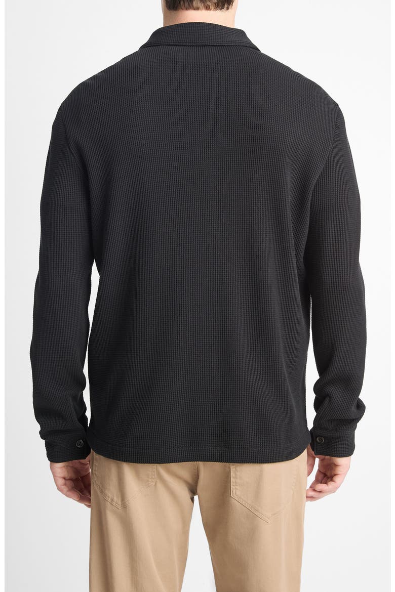 Chunky Waffle Stitch Button-Up Shirt, Alternate, color, BLACK