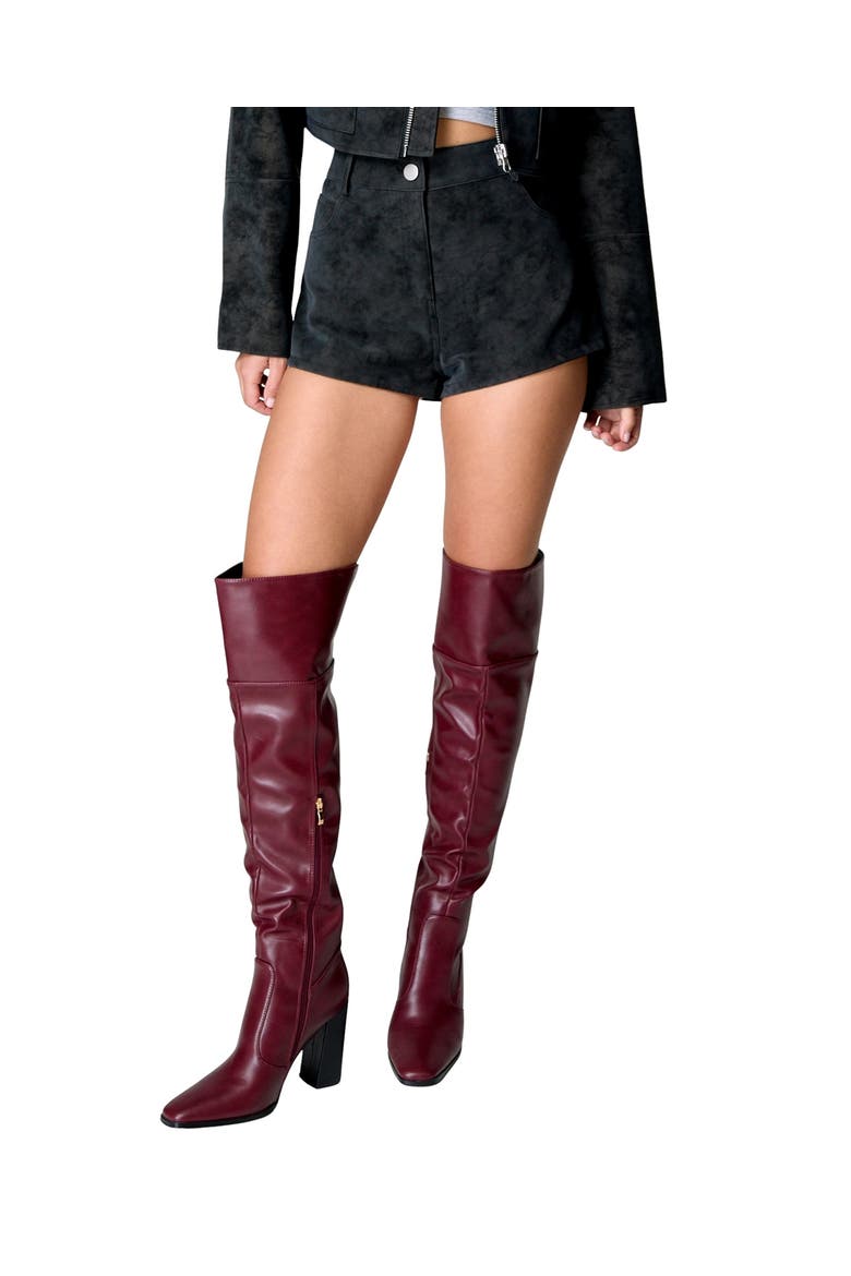 Distressed Faux Leather Hotpants, Alternate, color, Black