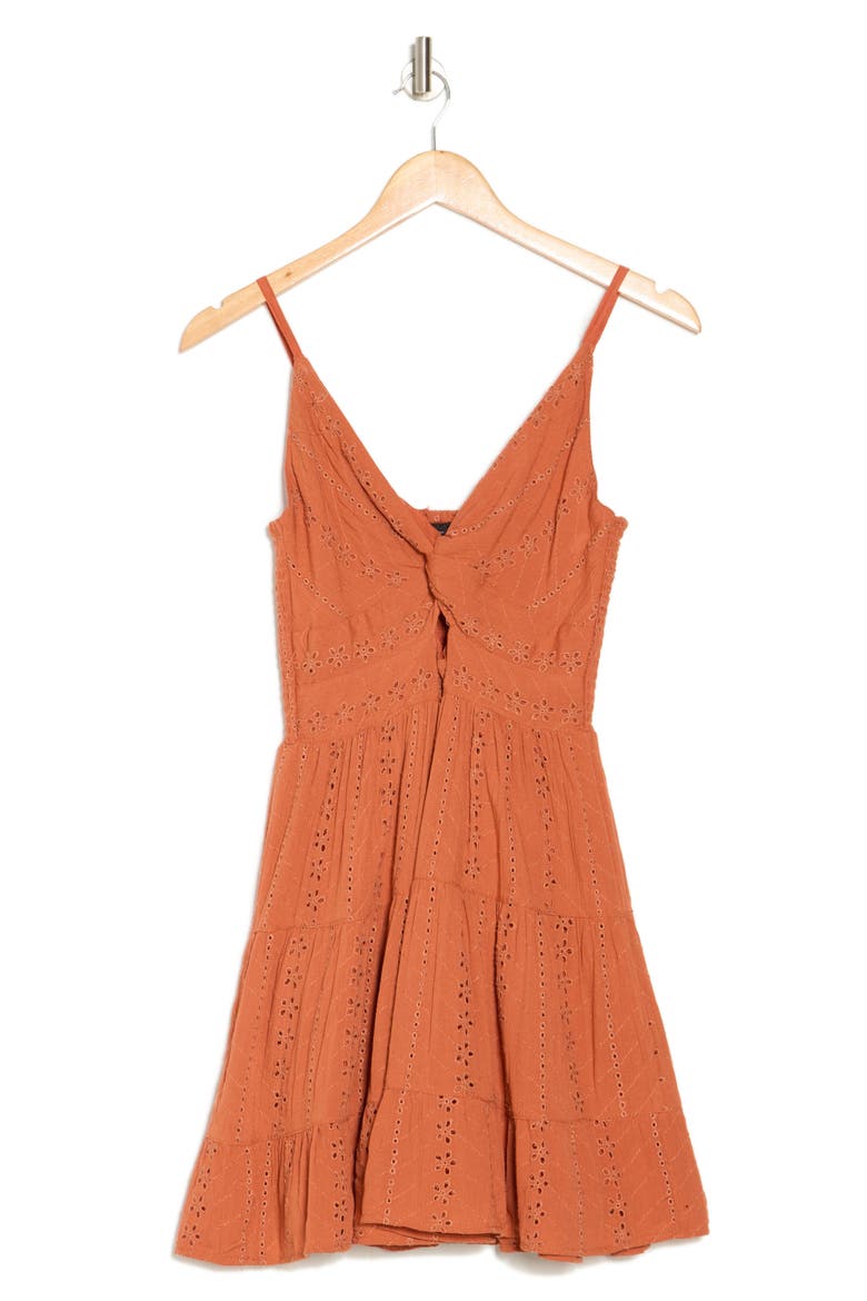 Twist Front Eyelet Dress, Alternate, color, SIENNA