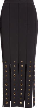 ST. JOHN Grommet Studded Car Wash Knit Skirt