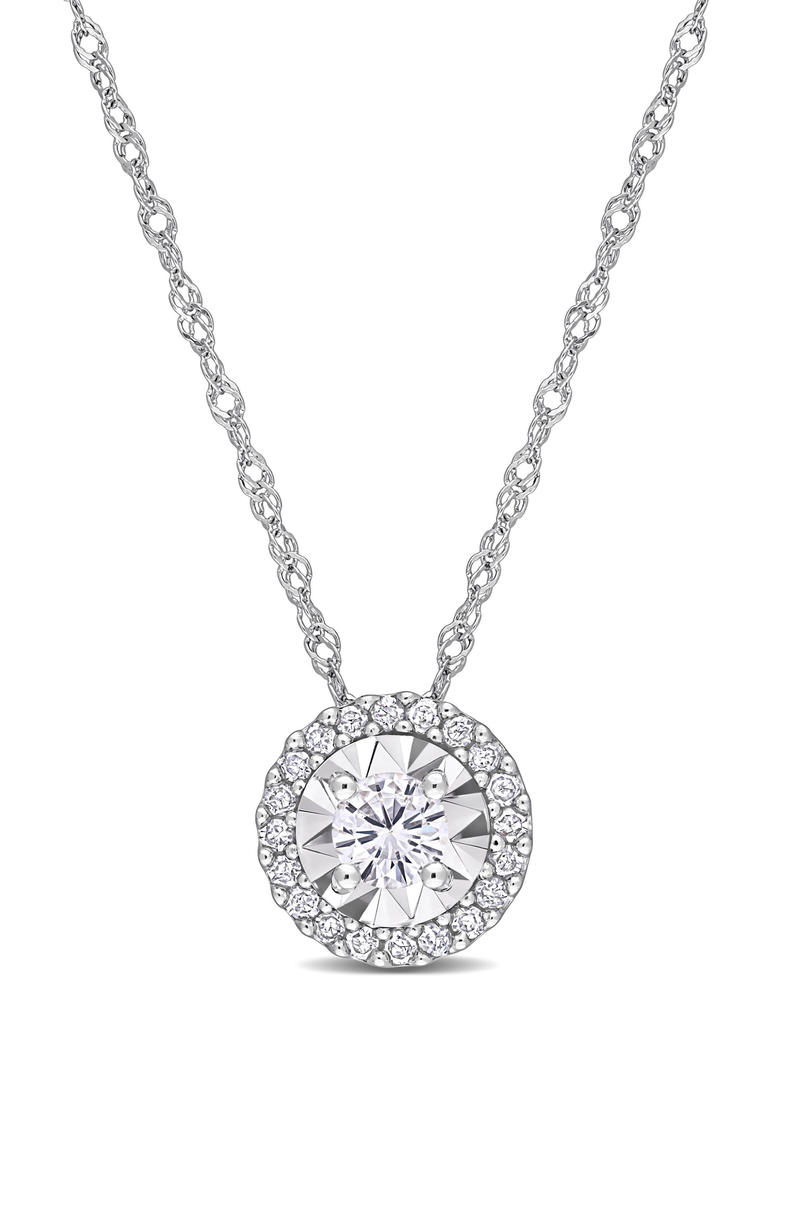 DELMAR Diamond Halo Pendant Necklace - 0.25ct.