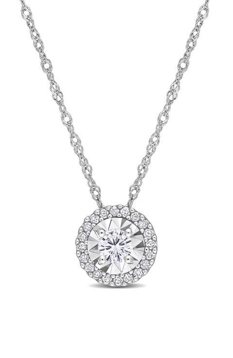 Diamond Halo Pendant Necklace - 0.25ct.