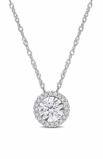 Diamond Halo Pendant Necklace - 0.25ct.