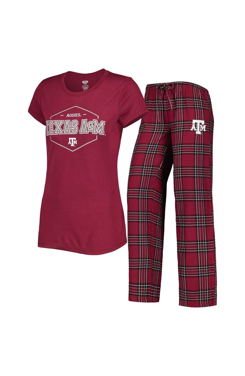 CONCEPTS SPORT Women's Concepts Sport Maroon/Black Texas A&M Aggies Badge T-Shirt & Flannel Pants Sleep Set, Main, color, Maroon