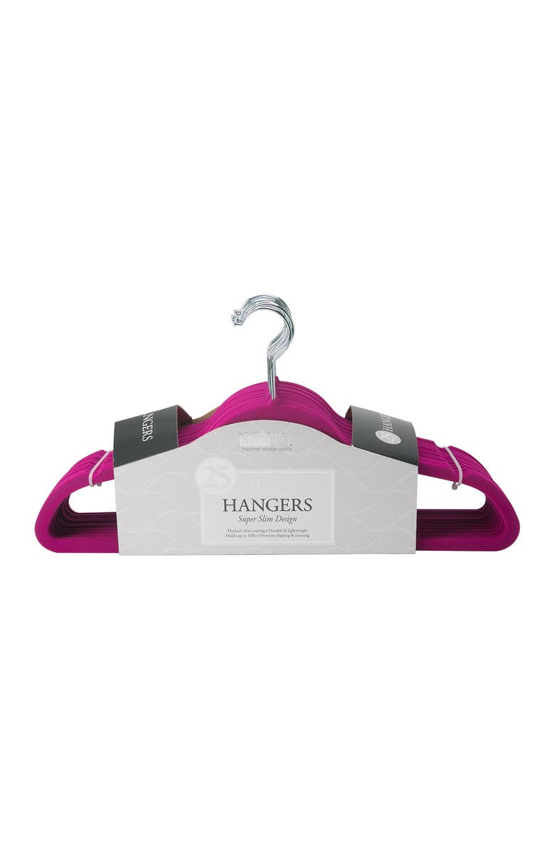 KENNEDY INTERNATIONAL Fuchsia Simplify Slim Velvet Suit Hanger - Set of 25, Main, color, 