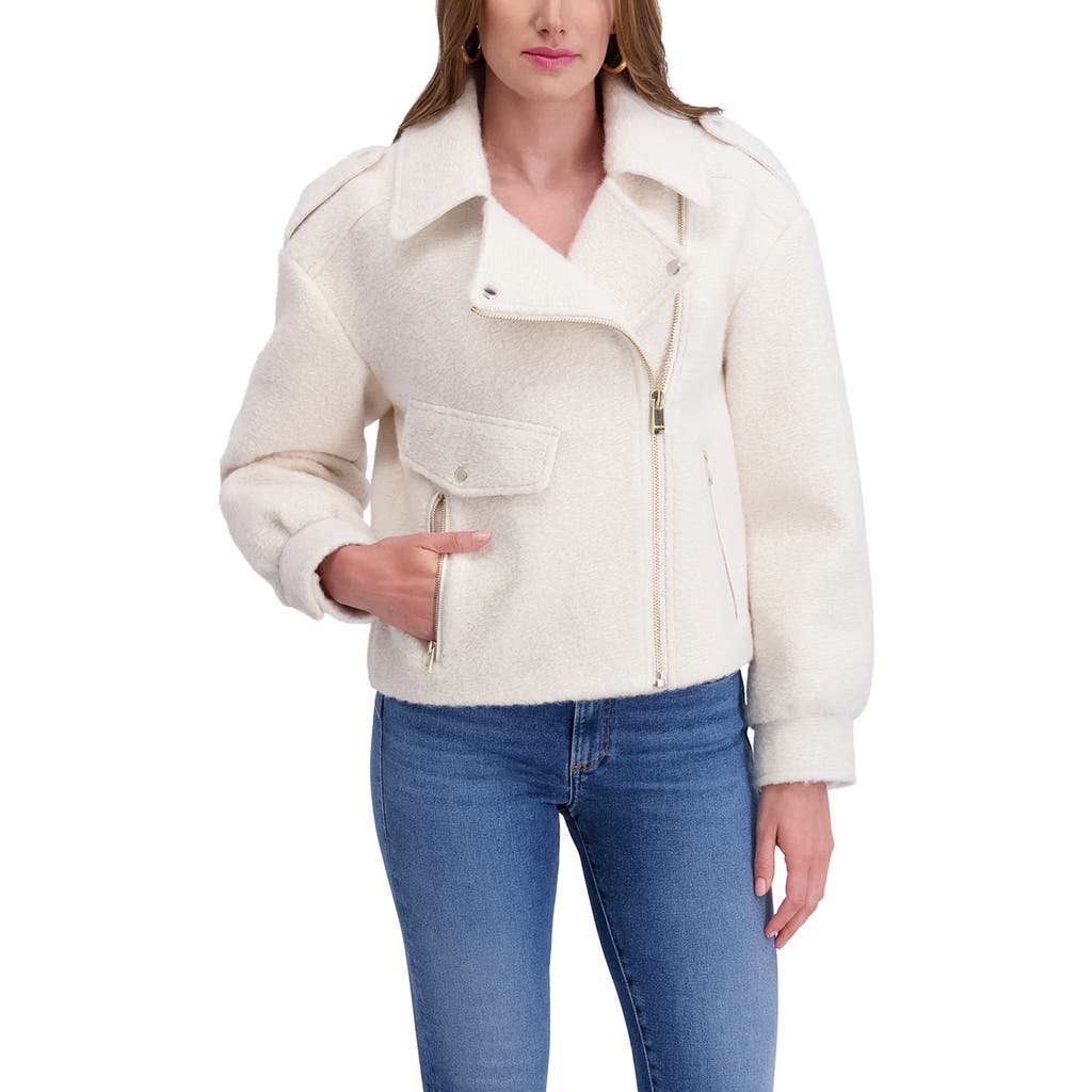 Kensie Bouclé Moto Jacket in Ivory  product