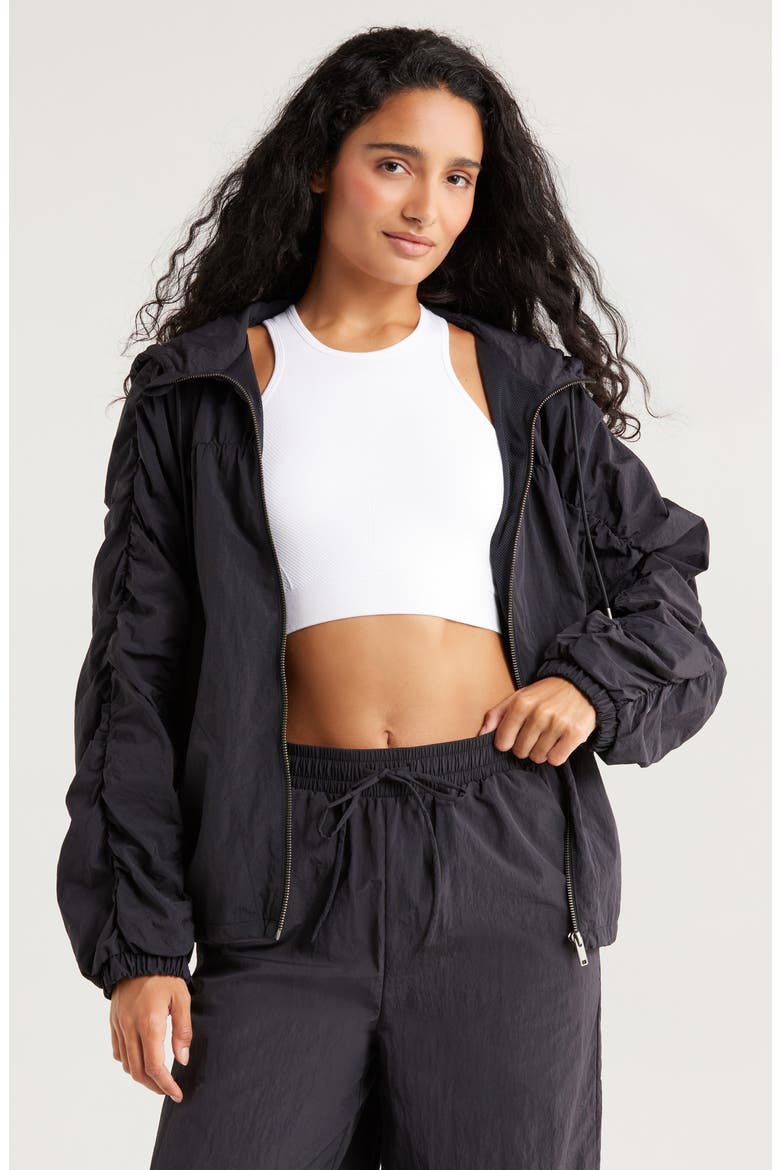 Travel Lite Ruched Jacket, Alternate, color, BLACK
