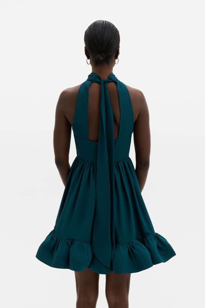 Fern Halterneck Ruffled Midi Dress, Alternate, color, Teal