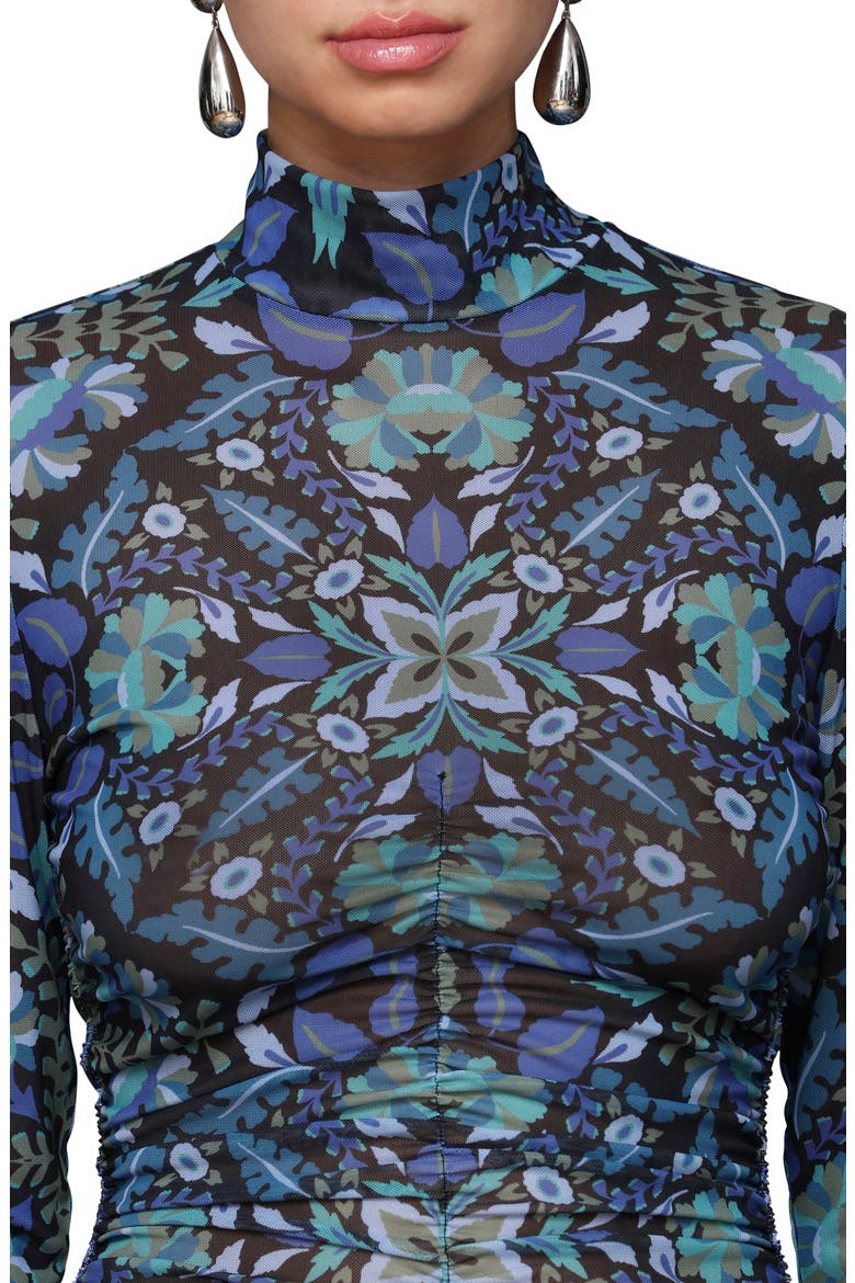 Floral Print Mock Neck Long Sleeve Shirt, Alternate, color, AUTUMN DITSY