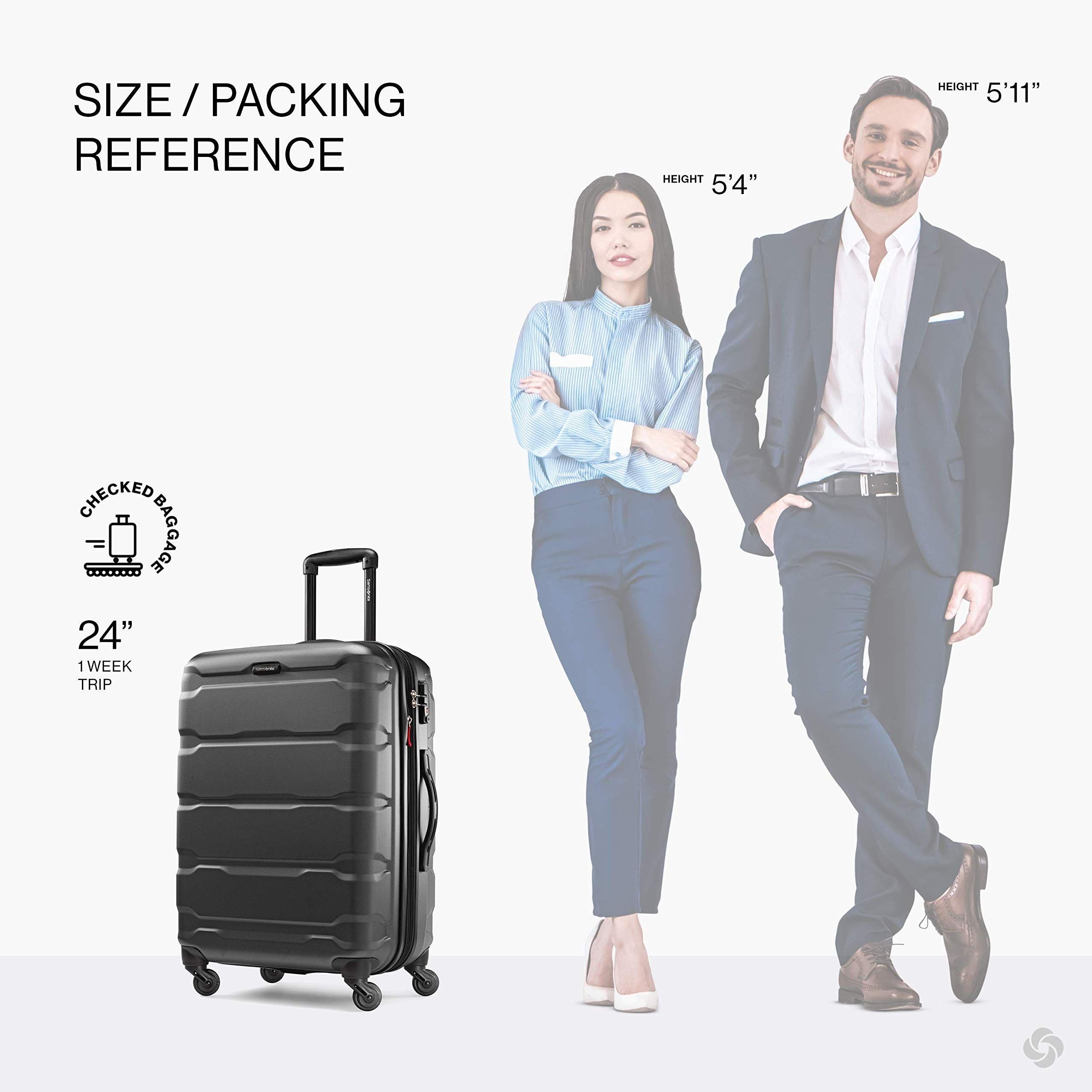 Samsonite Omni PC Checked-Medium 24-Inch Hardside Expandable Luggage with Spinner Wheels, Alternate, color, Black