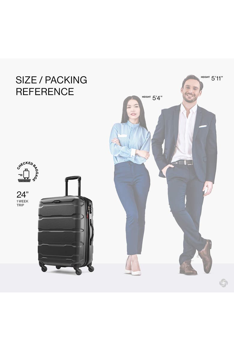 Omni PC Hardside Expandable 24" Medium Checked Spinner Luggage, Alternate, color, Black