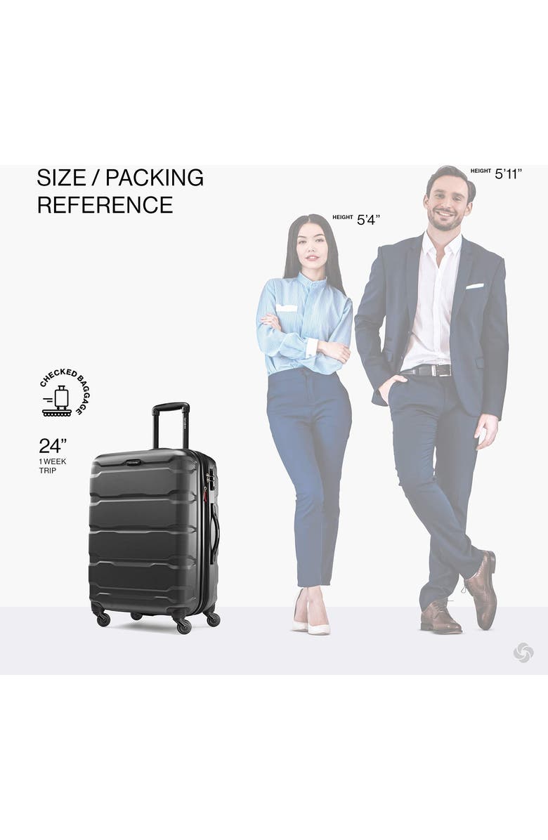 Samsonite Omni PC Checked-Medium 24-Inch Hardside Expandable Luggage with Spinner Wheels, Alternate, color, Black