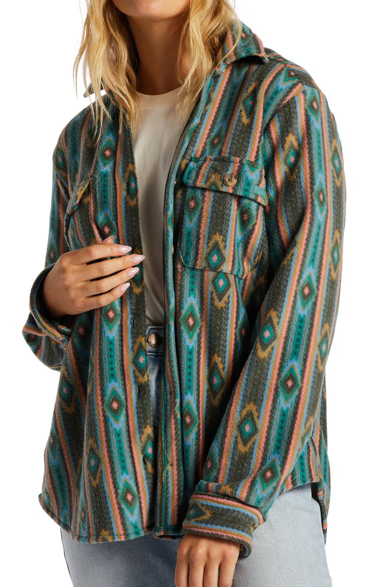 Forge Fleece Shirt Jacket, Main, color, GREEN MULTI