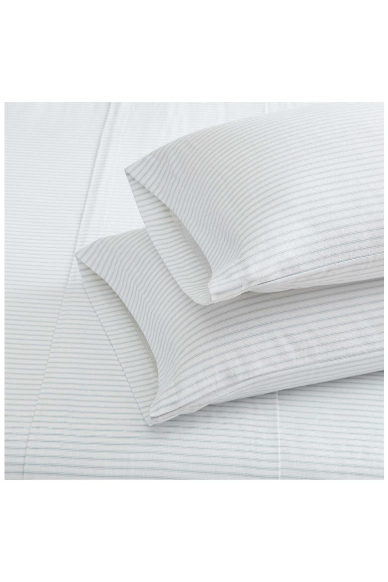 Chickadee Pines Cotton Flannel Sheet Set, Alternate, color, WHITE/ MIST BLUE