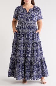 SUGARLIPS Viridiana Tiered Floral Eyelet Maxi Dress