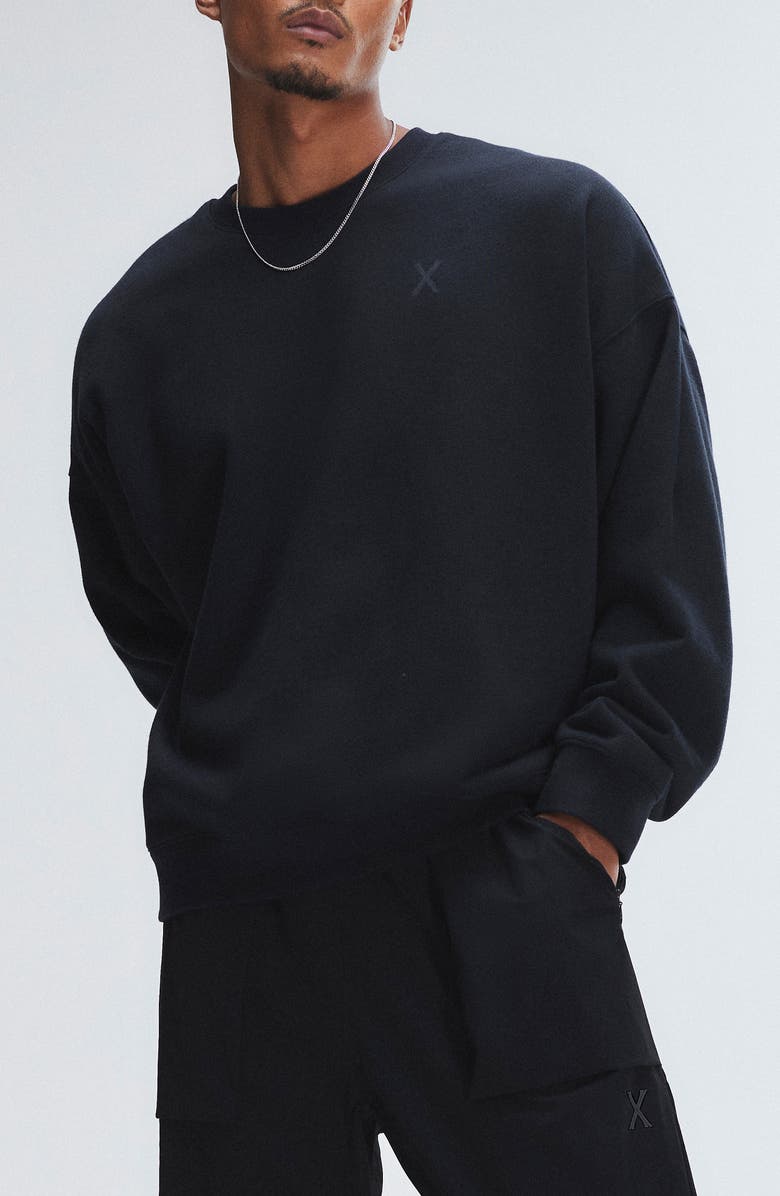 SAVAGE X FENTY Fleece Crewneck Sweatshirt, Main, color, Black Caviar