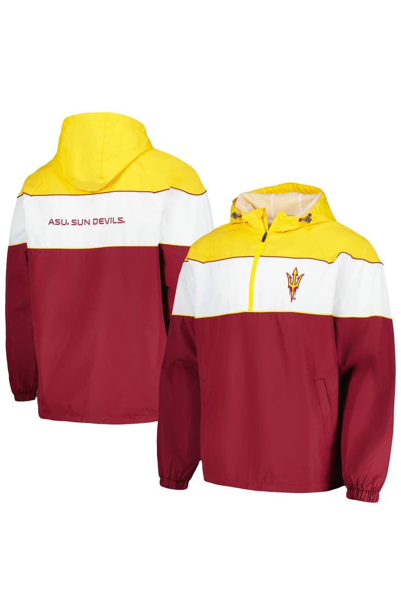 G-III SPORTS BY CARL BANKS Men's G-III Sports by Carl Banks Maroon Arizona State Sun Devils Center Line Half-Zip Raglan Hoodie Jacket, Main, color, Maroon