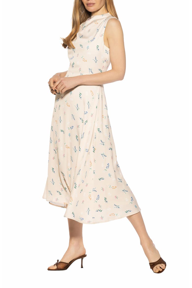 Opal Sleeveless Fit & Flare Midi Dress, Alternate, color, BEIGE DITZY