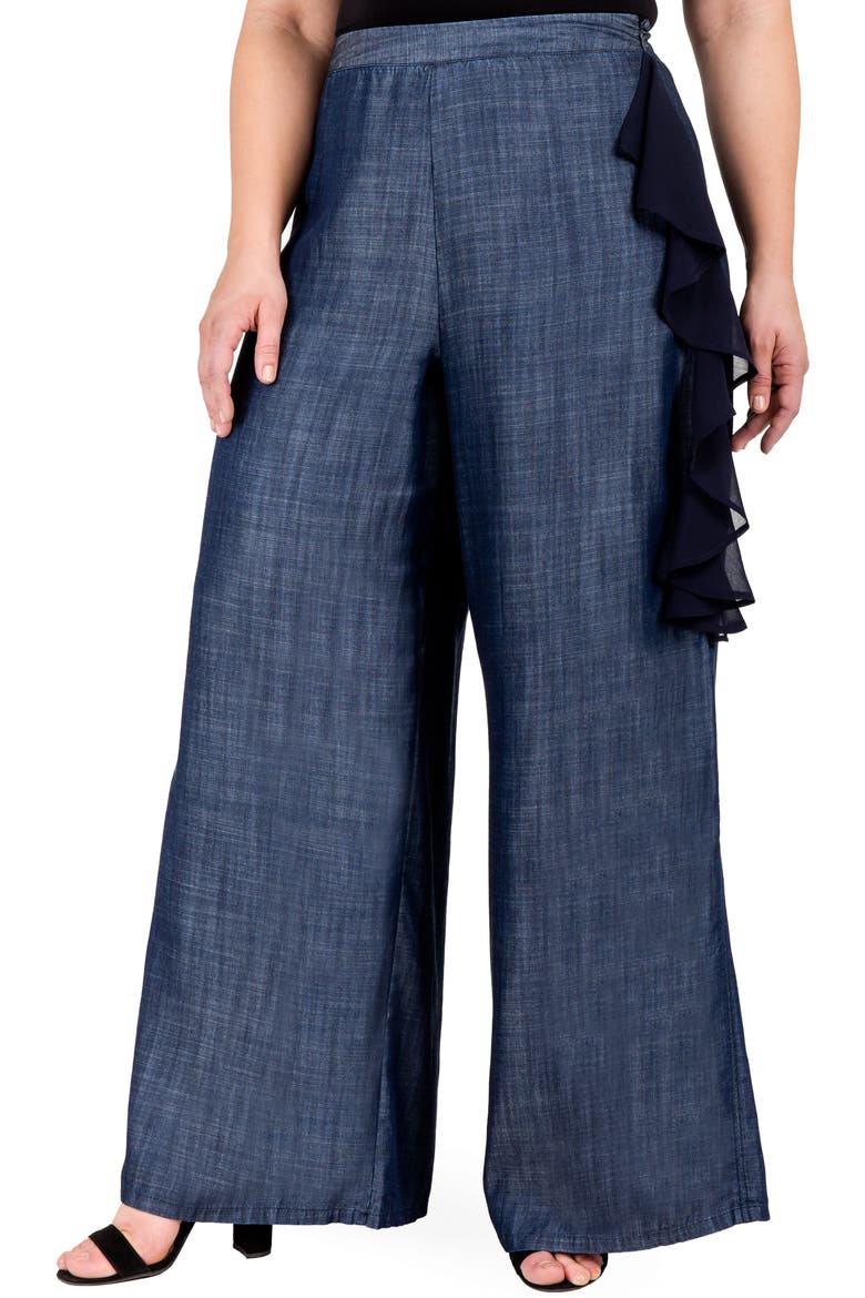 Olga Wide Leg Denim Pants, Alternate, color, INDIGO
