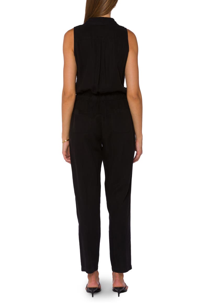 Sleeveless Drawstring Waist Jumpsuit, Alternate, color, BLACK