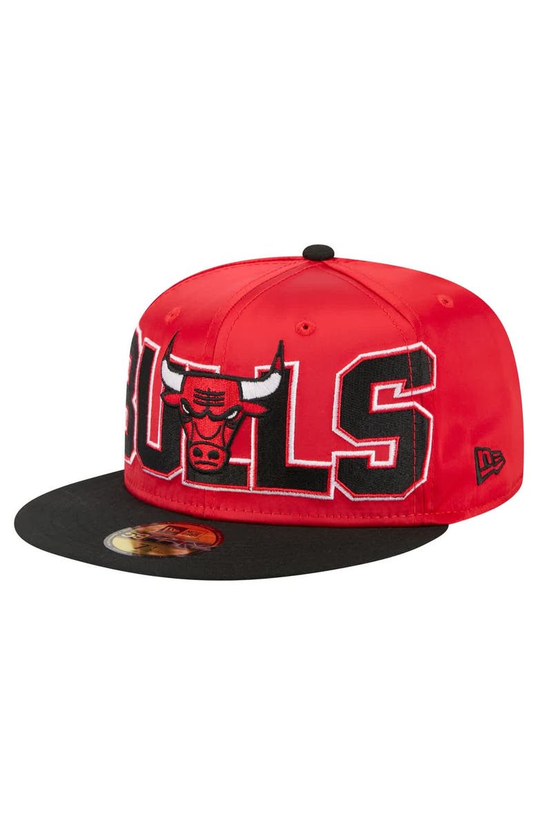 New Era Men's New Era Red/Black Chicago Bulls Satin Two-Tone 59FIFTY Fitted Hat, Main, color, Red