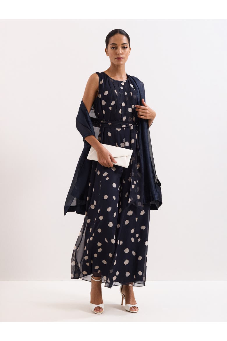 Satin Trim Scarf, Alternate, color, Navy
