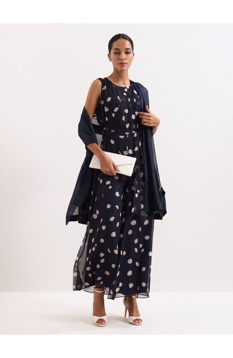 Phase Eight Satin Trim Scarf, Alternate, color, Navy