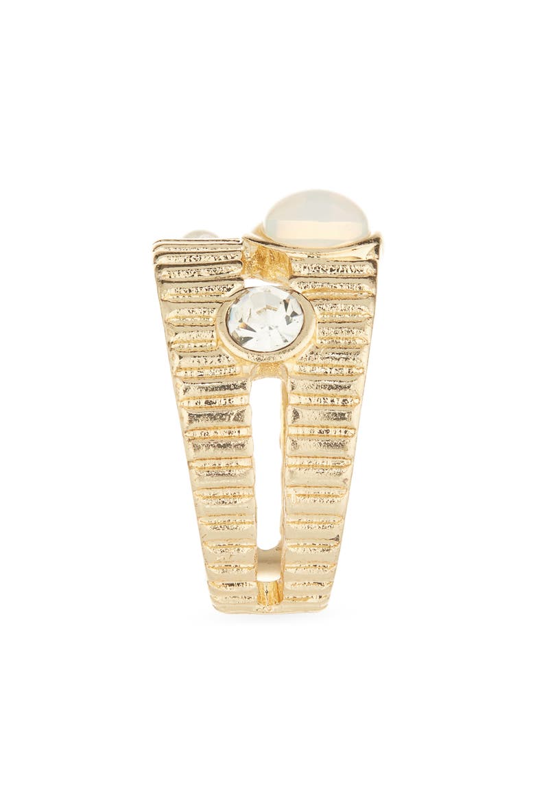 Crystal Ribbed Double Band Ring, Alternate, color, CLEAR- WHITE- GOLD