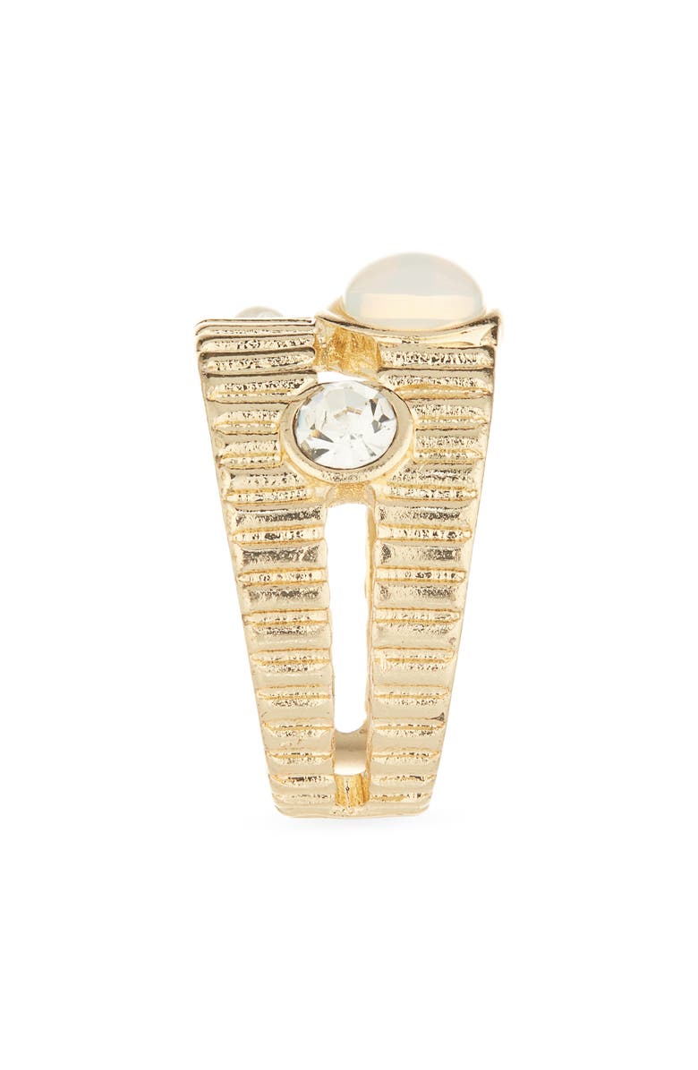 NORDSTROM RACK Crystal Ribbed Double Band Ring, Alternate, color, Clear- White- Gold