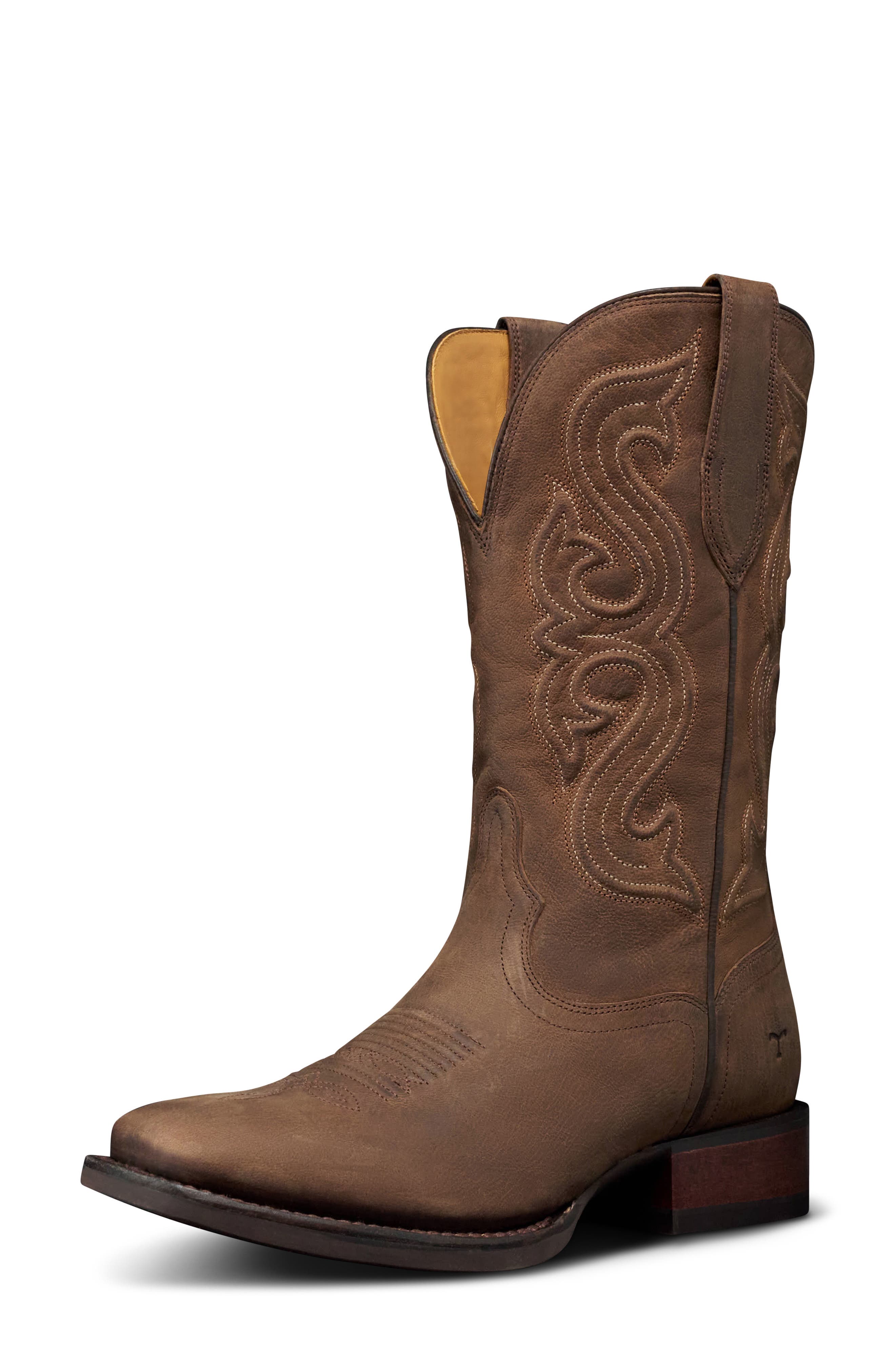 Tess Leather Western Boot, Main, color, CAFE