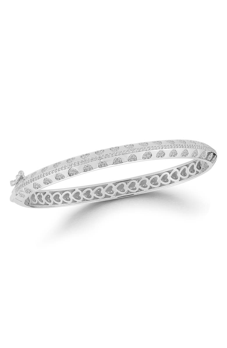 CHLOE AND MADISON CZ Heart Bangle Bracelet, Main, color,