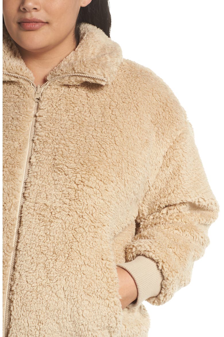 Reversible Teddy Fleece Bomber Jacket, Alternate, color, TAN BURRO