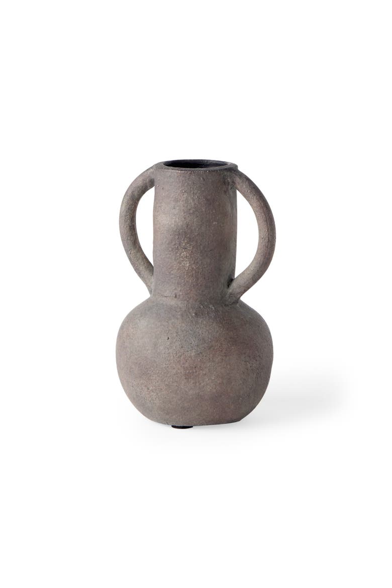 Armani Double Ear Ceramic Vase, Main, color, Brown