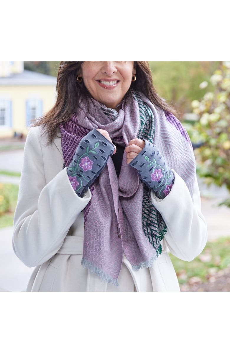 Feelgoodz Women's Artisan Crafted Fleece Lined Primrose Fingerless Jersey Gloves, Alternate, color, Anther