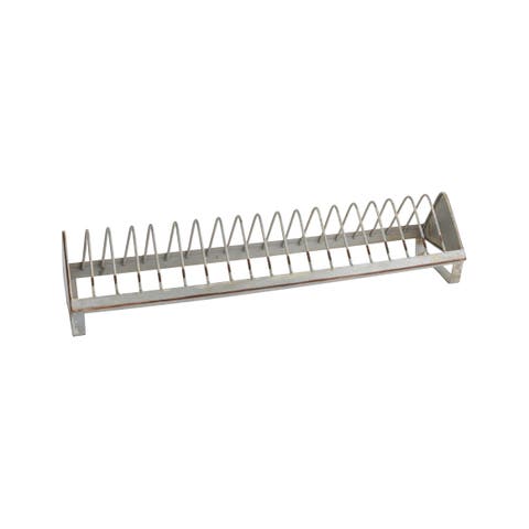 Rustic Farmhouse Metal Dish Rack with 18 Slots, Zinc Finish
